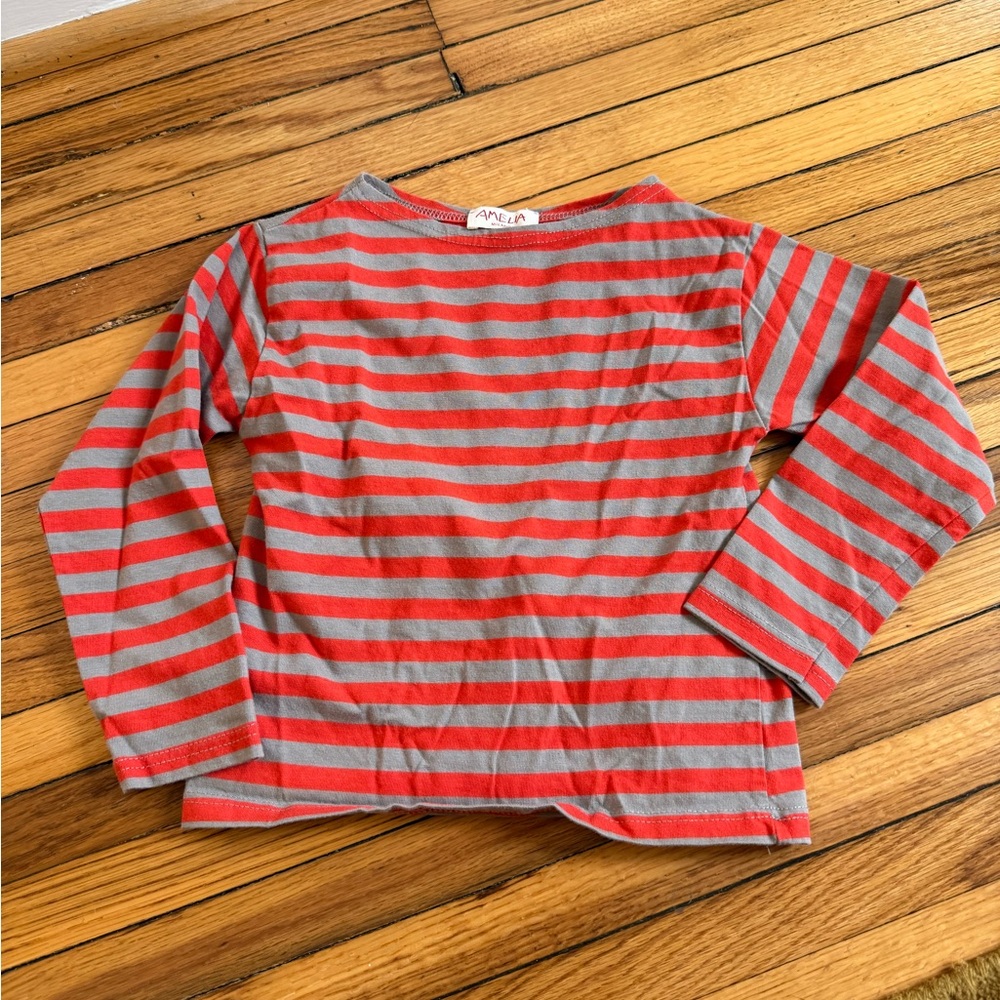 Amelia Milano Red and Gray Striped Shirt